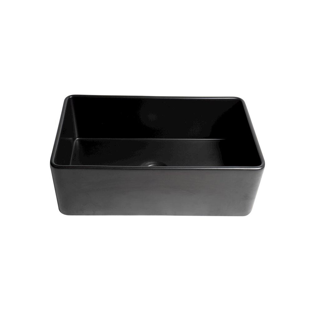 Alt View 3. Alfi - ALFI brand Black Matte Smooth Apron 30 x 18 Single Bowl Fireclay Farm Sink - Black.