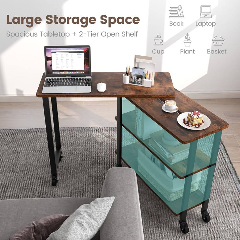 Large Storage Space  
Spacious Tabletop + 2-Tier Open Shelf  

Book  
Laptop  
Cup  
Plant  
Basket