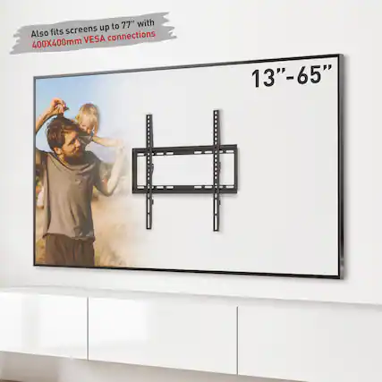 Also fits screens up to 77" with 400X400mm VESA connections
13"-65"