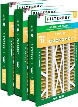 Filterbuy - 20x30x5 MERV 11 Pet & Allergy Defense, Pleated HVAC AC Furnace Air Filters for Honeywell Return Grille (3-Pack) - Gold