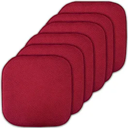 Sweet Home Collection - Honeycomb Memory Foam No Slip Back 16" x 16" Chair Pad Cushion, 6-Pack - Red