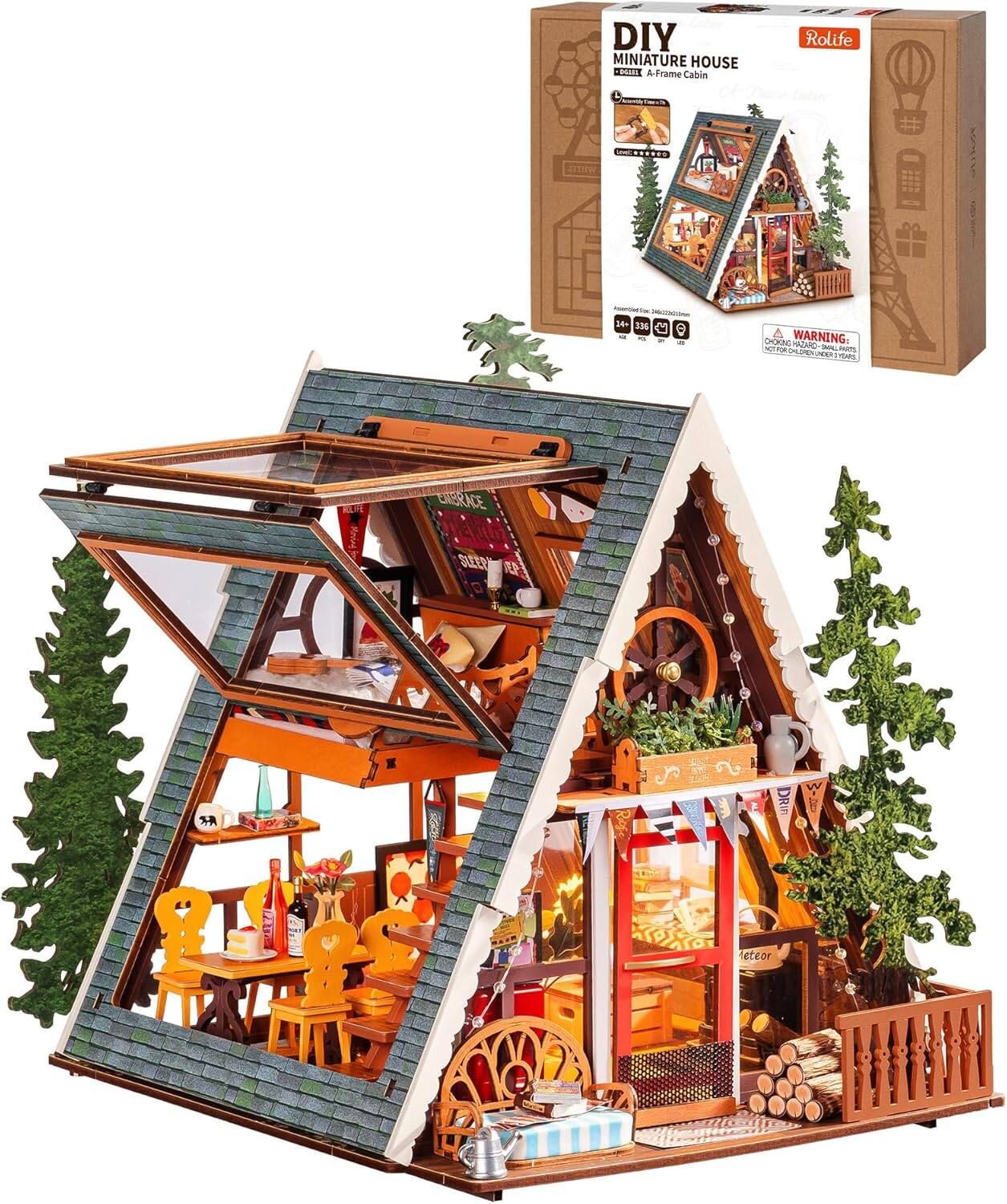 DIY Rolife Miniature House A-Frame Cabin - White

WARNING: CHOKING HAZARD - Small parts. Not for children under 3 years.