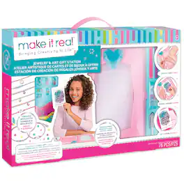 Make It Real - Make It Real: DIY Jewelry & Art Gift Station Craft Kit, 76 Pieces