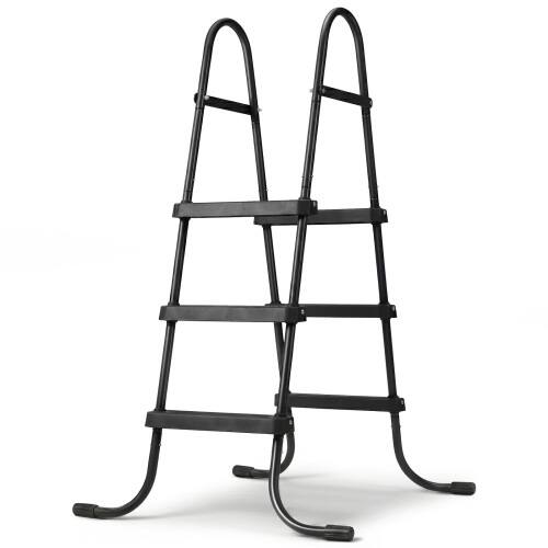 Front. Winado - 1PC 3-Step Pool Ladder Metal Frame Ladder A-Frame Portable with Non Slip Feet for Outdoor Above Ground Swimming Pool - Black Frame & Black Pedals.