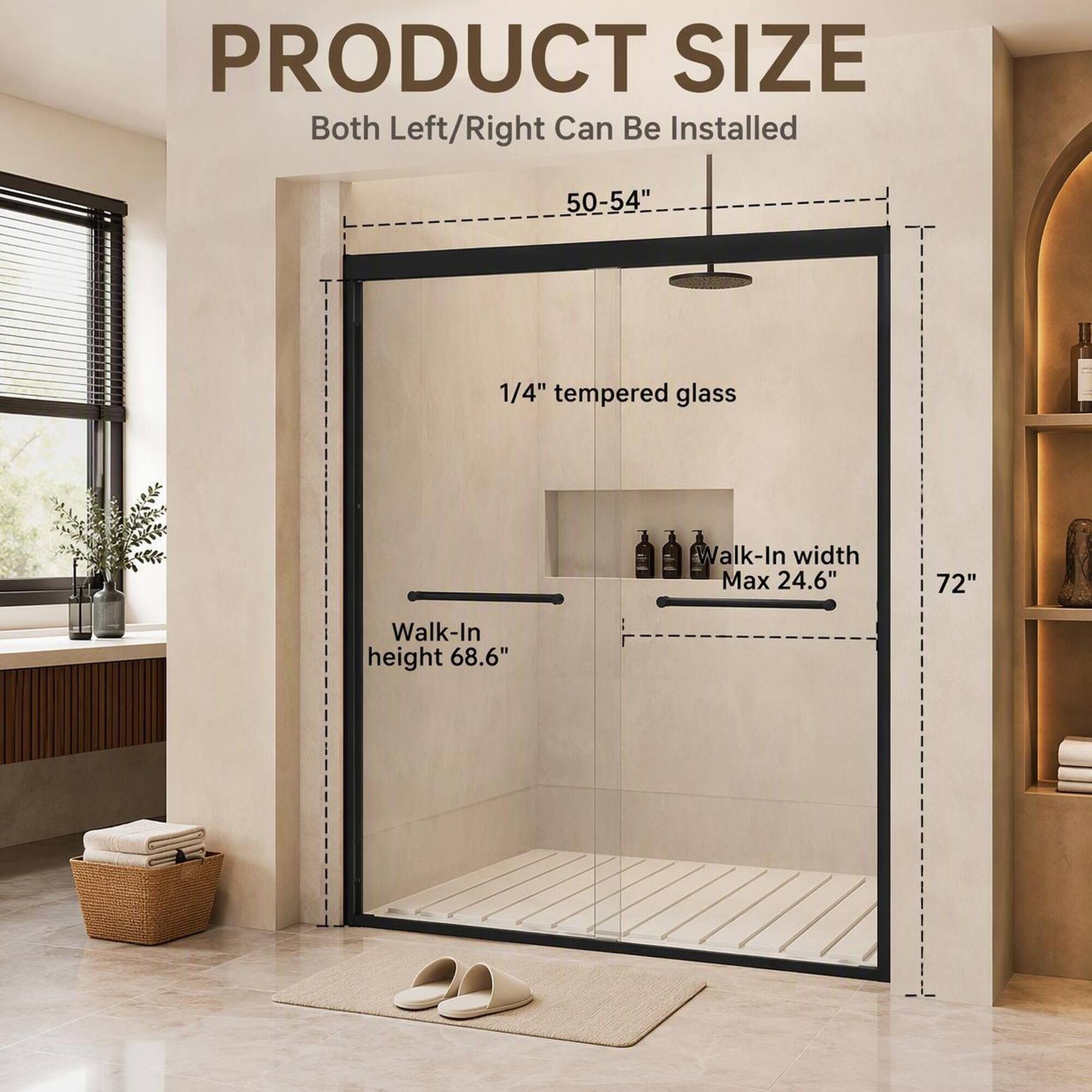 RYHNUYNE 50 54 In W X 72 In H Aluminum Frame Double Sliding Shower Door ...