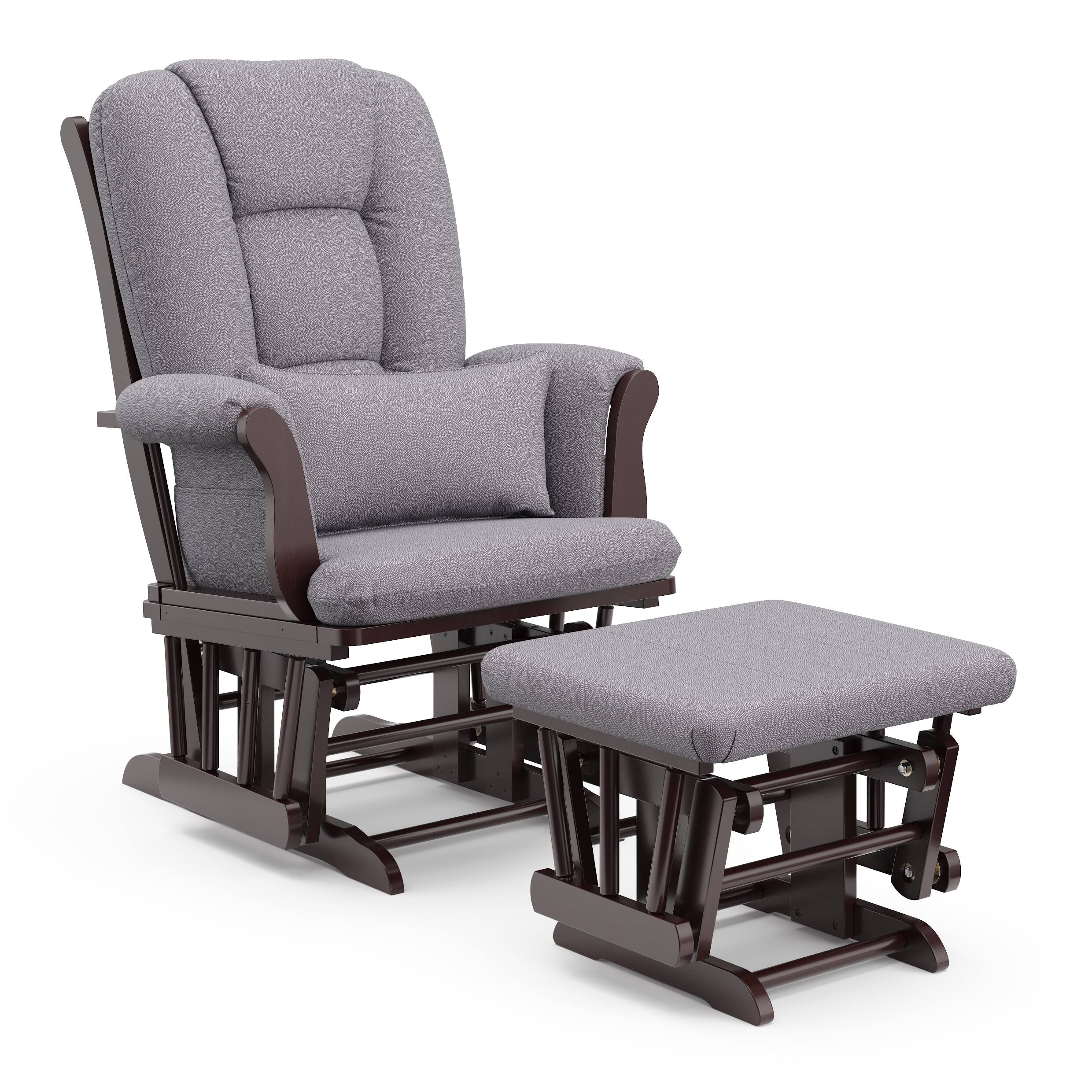 Front. Storkcraft - Tuscany Glider and Ottoman - Espresso/Gray Swirl.