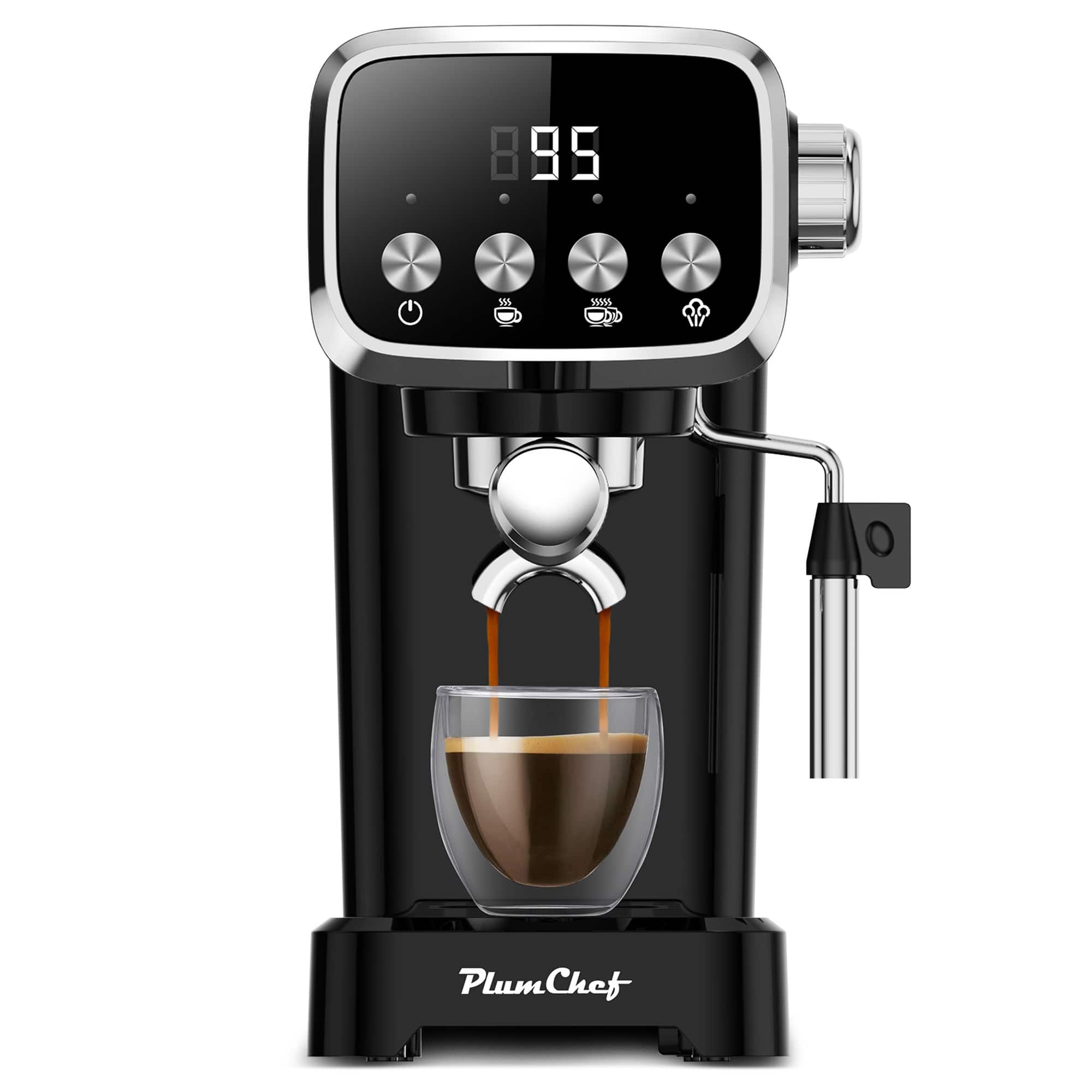 Boyel Living - 20BAR Slim Vertical Espresso Machine with Milk Frother, Built-in Cup Warmer, 43 OZ Detachable Tank, for Rich Espresso - Black