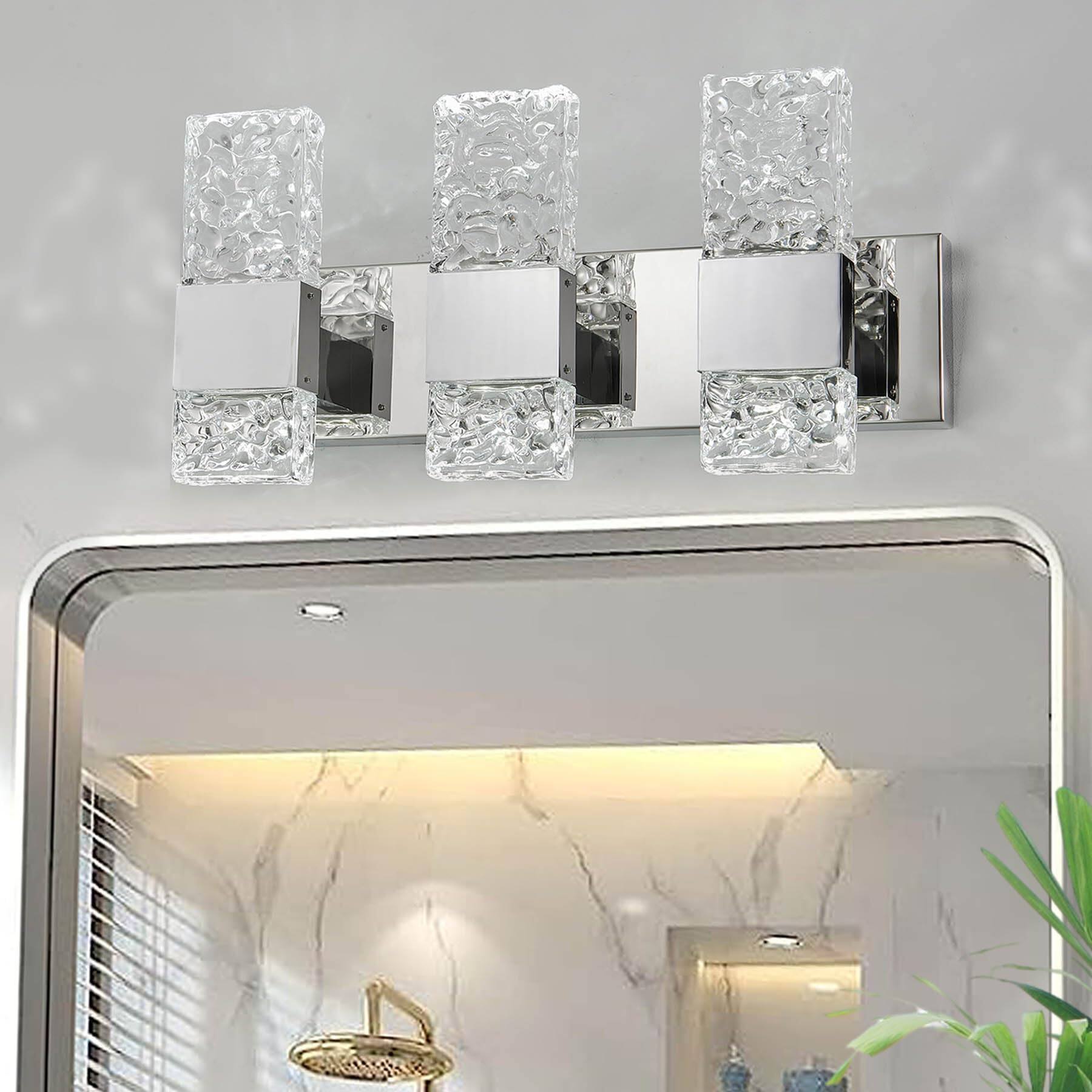 PO3TICJUNKI3 - Bathroom Light Fixtures Crystal Vanity Over Mirror Modern Led Wall For k Cool Watts - Chrome 3 lights
