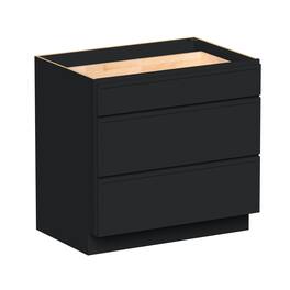 Boyel Living - 36-in W x 34.5-in H x 24-in D Shaker RTA Kitchen 3-Drawer Base Cabinet with Soft-Close Drawers - Black