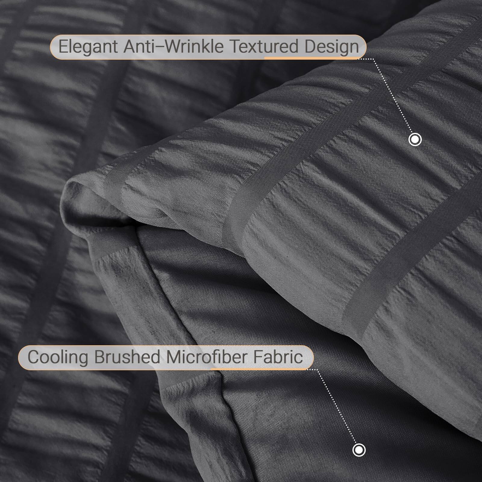 Elegant Anti-Wrinkle Textured Design  
Cooling Brushed Microfiber Fabric