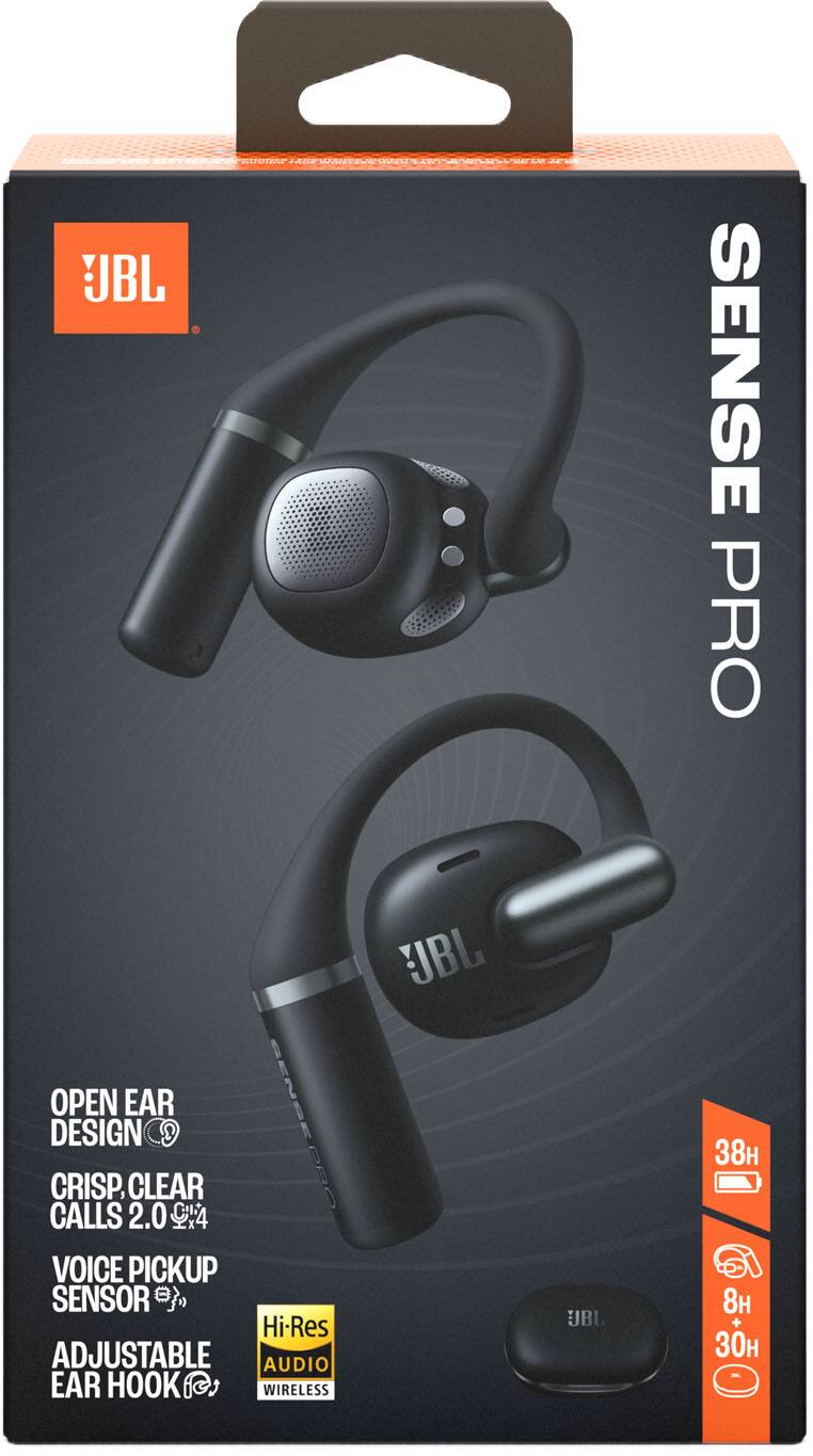 JBL SENSE PRO  
OPEN EAR DESIGN  
CRISP, CLEAR CALLS 2.0  
VOICE PICKUP SENSOR  
ADJUSTABLE AUDIO EAR HOOK  
Hi-Res  
WIRELESS  
38H  
8H + 30H