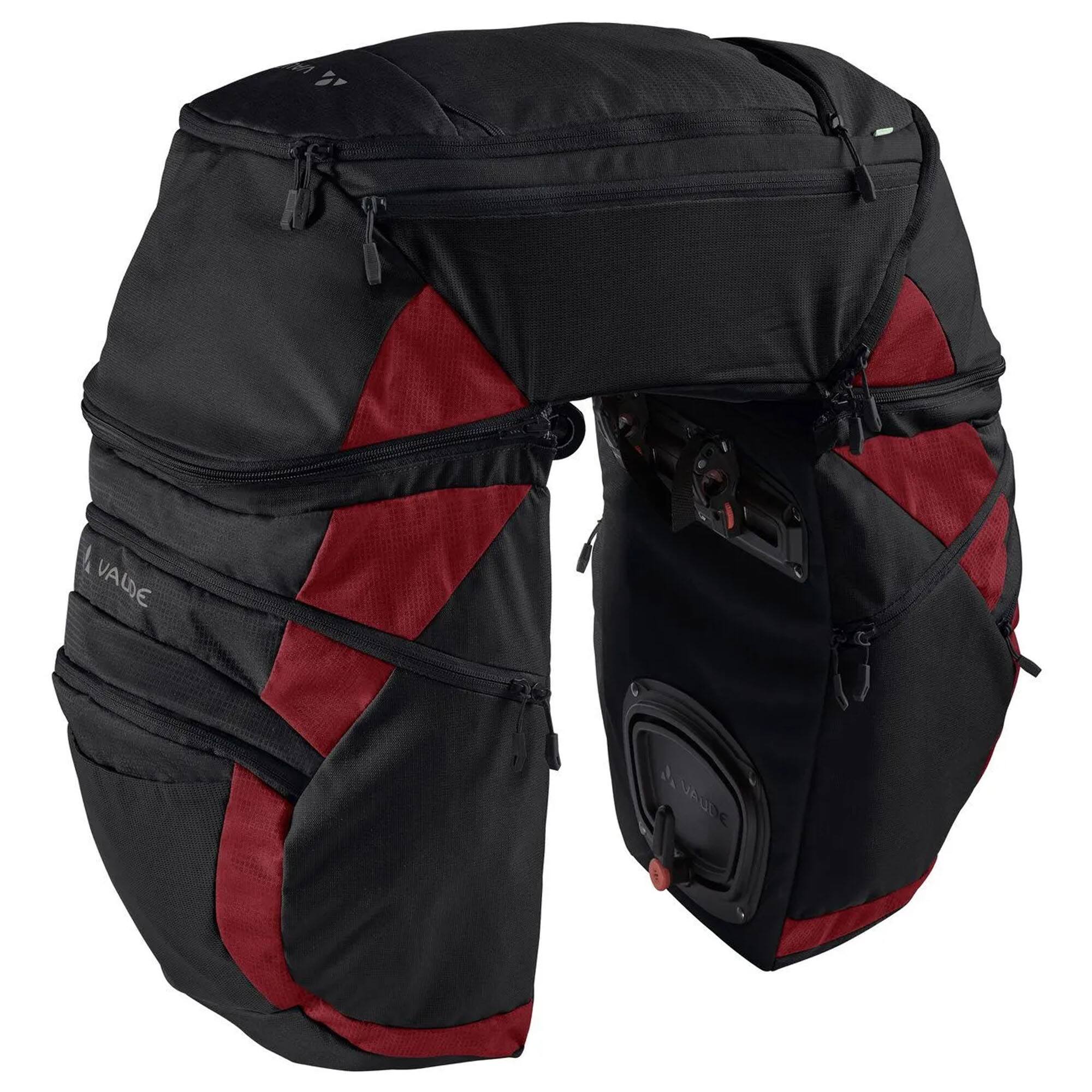 Alt View 1. VAUDE - Vaude Karakorum Pro Triple Bike Bag - Black/Carmine - Black/Carmine.