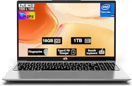 NIMO - 15.6" FHD IPS Student Laptop 16GB RAM 1TB SSD, 4 Cores 13th Gen Intel N150 3.6GHz Fingerprint Wi-Fi 6 - Red