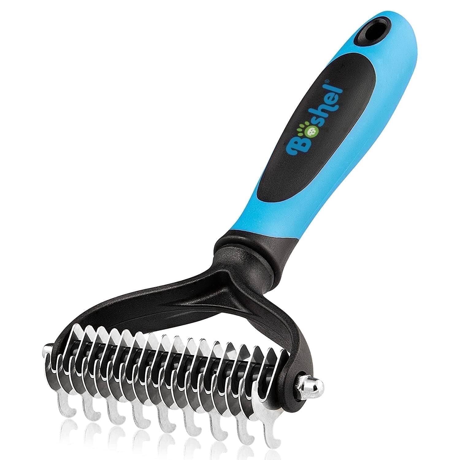 Front. Boshel - Dematting Comb for Dogs, Undercoat Rake, Cat Deshedding Tool, Dematting Brush for Pets.