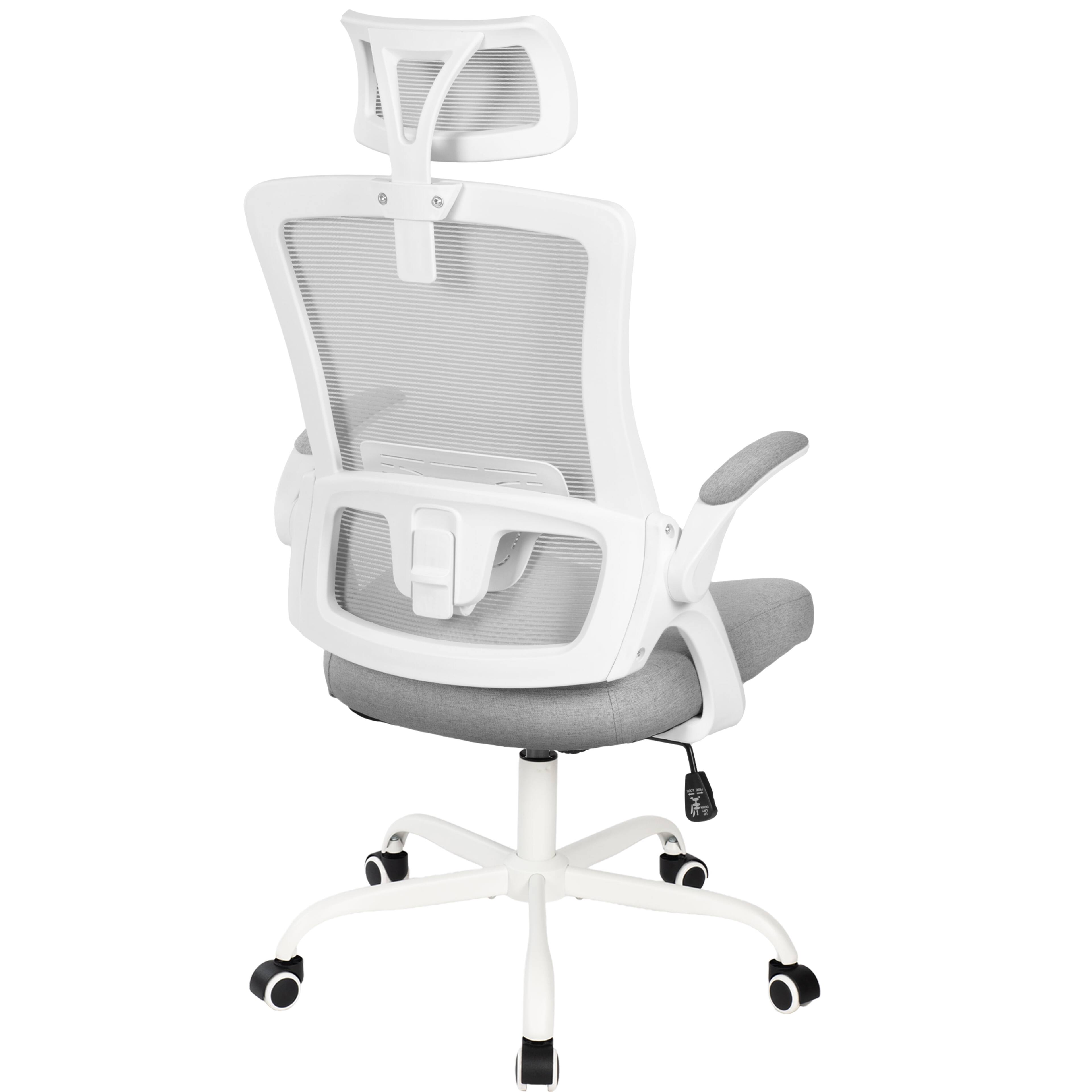 Angle. Neo Chair - Office Desk Computer Mesh Chair High Back Comfy Adjustable Ergonomic Headrest Lumbar Rolling Flip-up Armrests Steel Base - Steel Base-Gray.