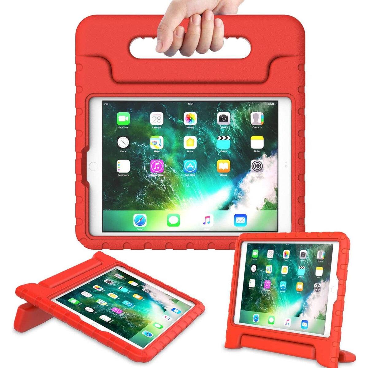 Front. Entronix - Entronix Kid-Friendly Case for iPad 10.2" (9th/8th/7th Generation) with Handle and Kickstand - Red.