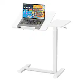 Lirago - 28 Inch Adjustable Overbed Table with Wheels Mobile Rolling Laptop Desk Black Tilting Bedside Table
