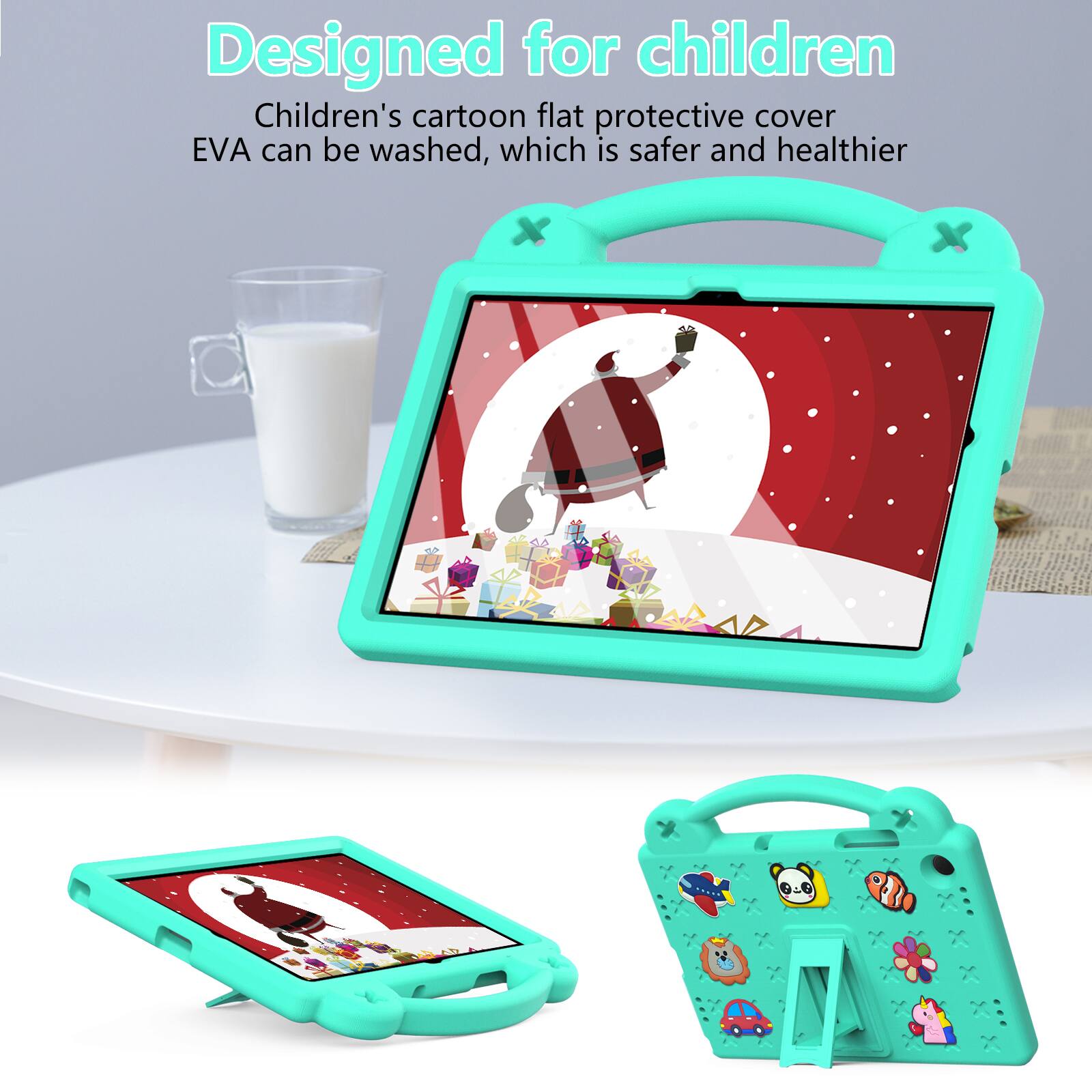 Designed for children  
Children's cartoon flat protective cover EVA can be washed, which is safer and healthier