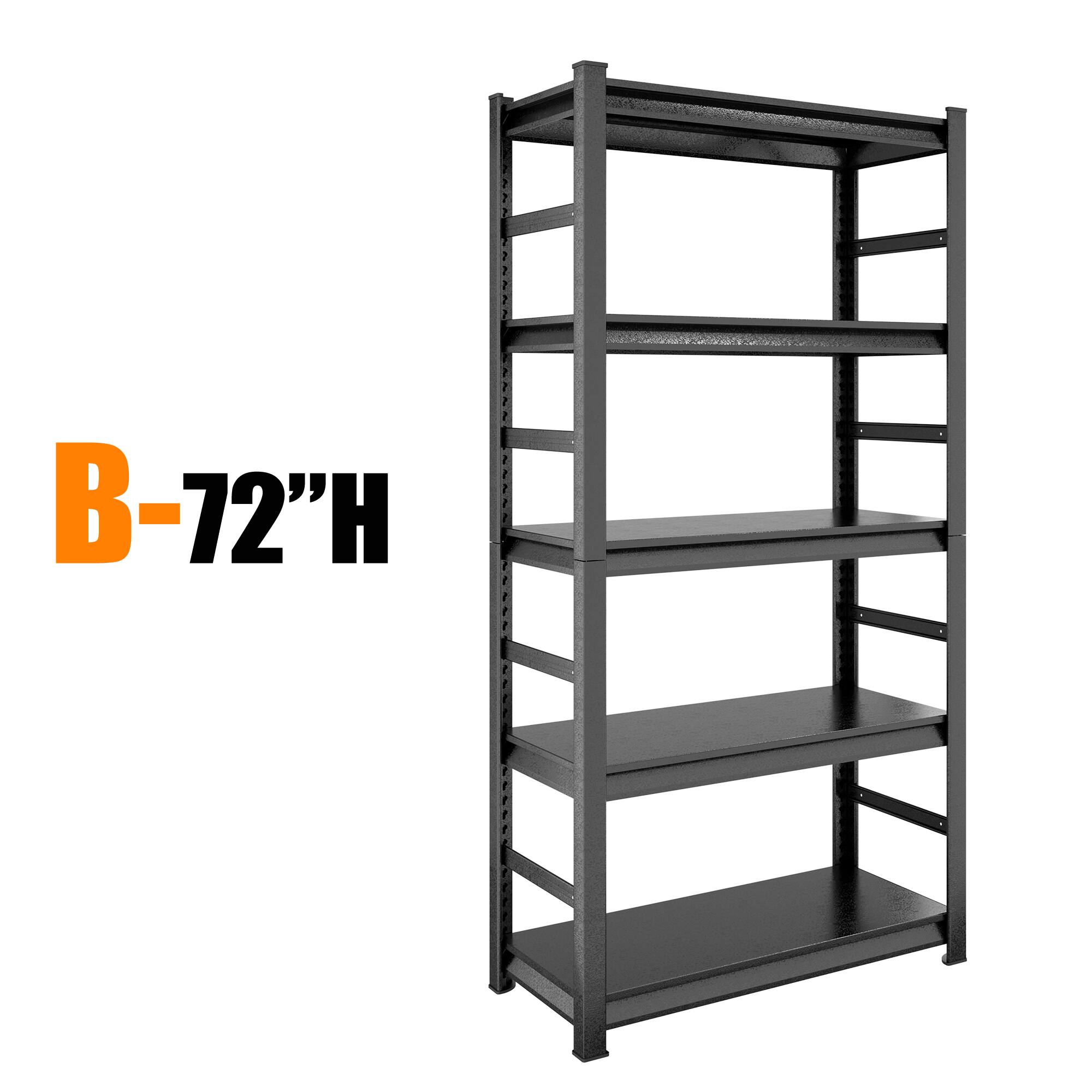 Lirago - 5-Tier Freestanding Shelving Units 2000LBS Capacity Utility Storage Shelves Metal Storage Shelves( 72-in H ) - Black