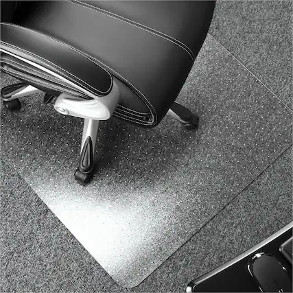 Front. Floortex - Ultimat Polycarbonate Rectangular Chair Mat for Carpets up to 1/2" - 48" x 53" - Clear.