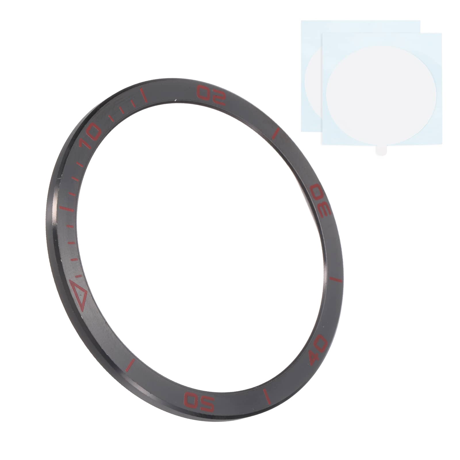 Unique Bargains - 51mm Stainless Steel Bezel Insert Ring Adhesive Bumper Cover for Garmin Fenix 8 Amoled - Black/Red