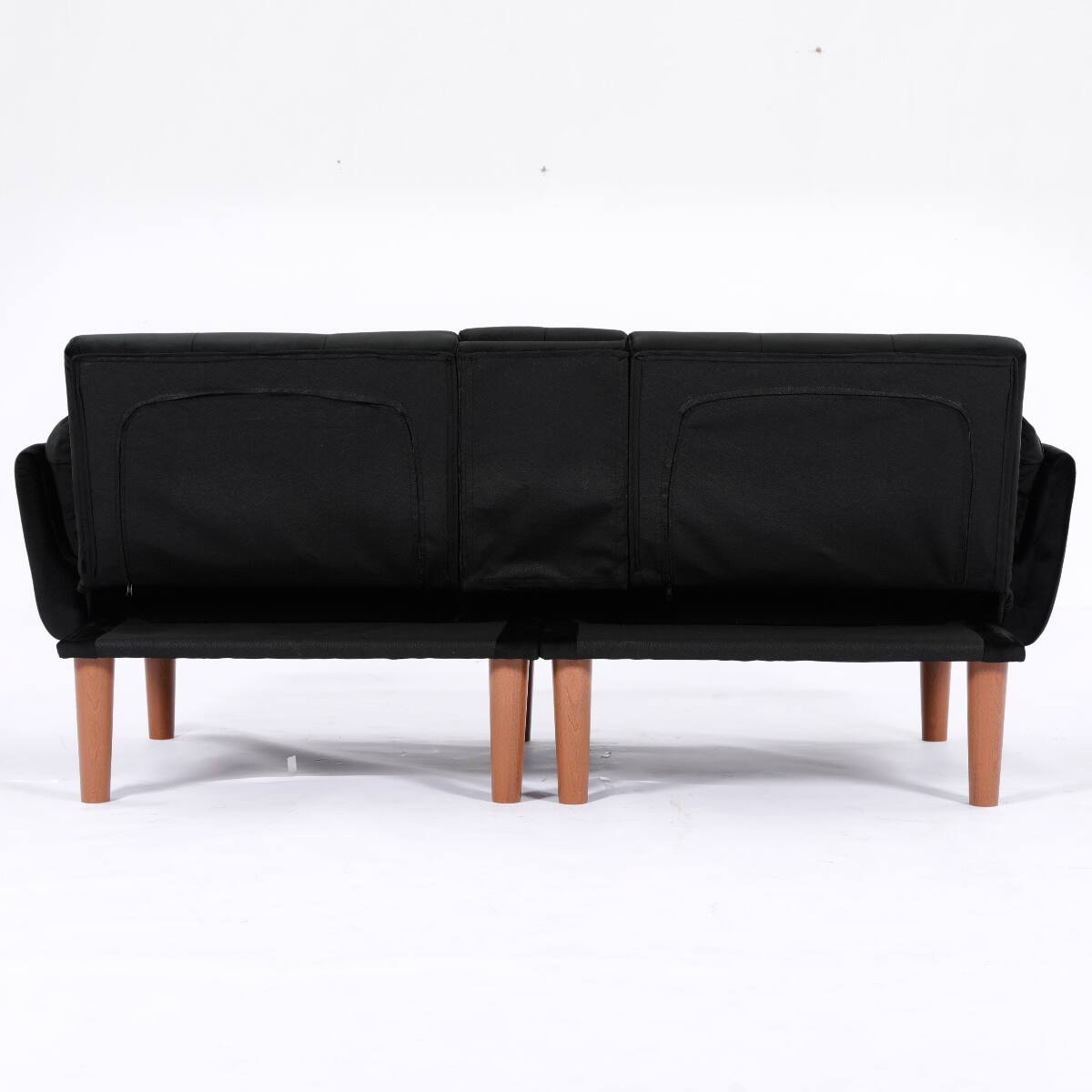 Alt View 8. Ropilly - Ropilly Black Velvet Loveseat, 72 Inch Foldable Sofa, 2 Person Couch for Living Room Apartment - Black.