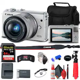 Canon - EOS M100 Mirrorless Digital Camera with 15-45mm Lens Bundle (International Model)