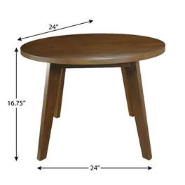 FurniFact - Round Coffee Table with Solid American Gum Top and Durable Base - Walnut