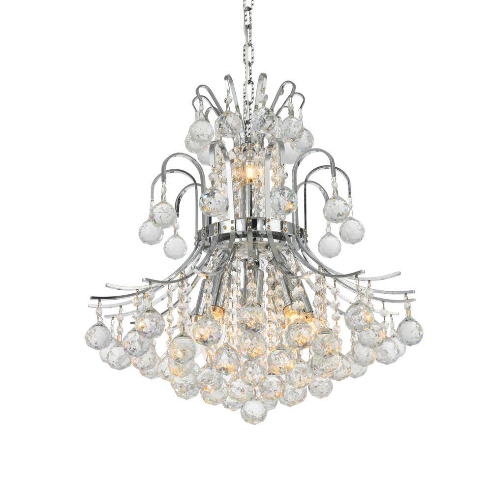 Front. Elegant Lighting - Toureg 10 light Chrome Pendant Clear Royal Cut Crystal - Chrome.