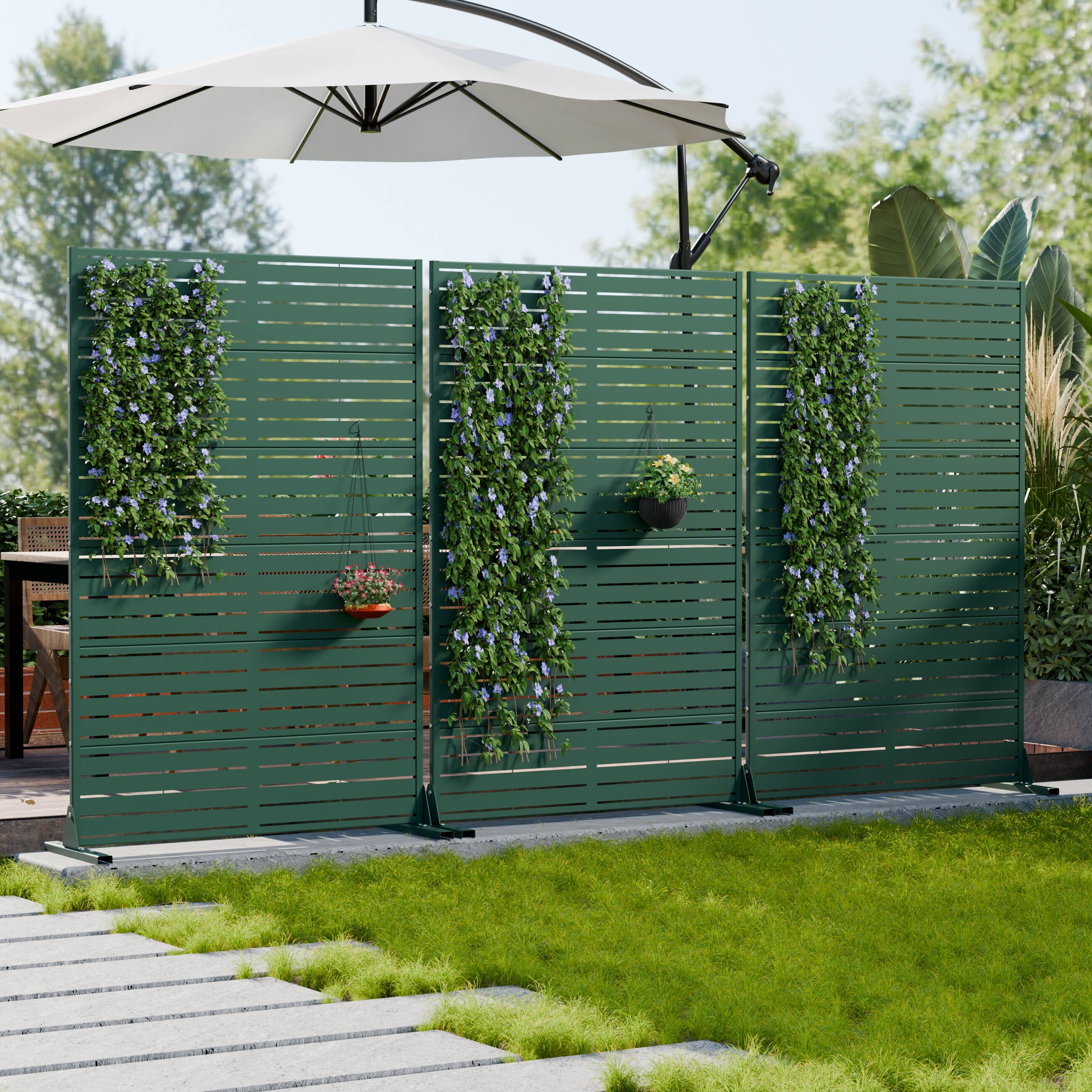 PexFix 2 Panels Outdoor Privacy Screen Metal Privacy Fence Panels ...