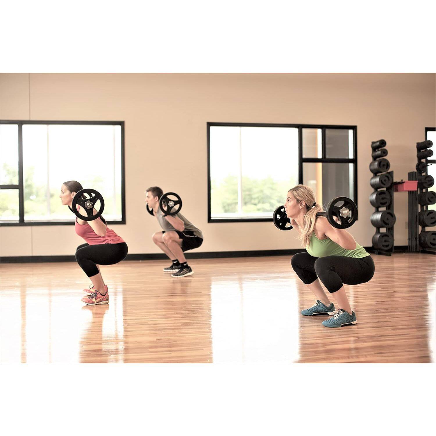 Alt View 3. Power Systems - Full Barbell Plate Set w/Hand Grips  - Includes 35 Pounds of Starter Plates  - 10/5/2.5 lbs - Black.