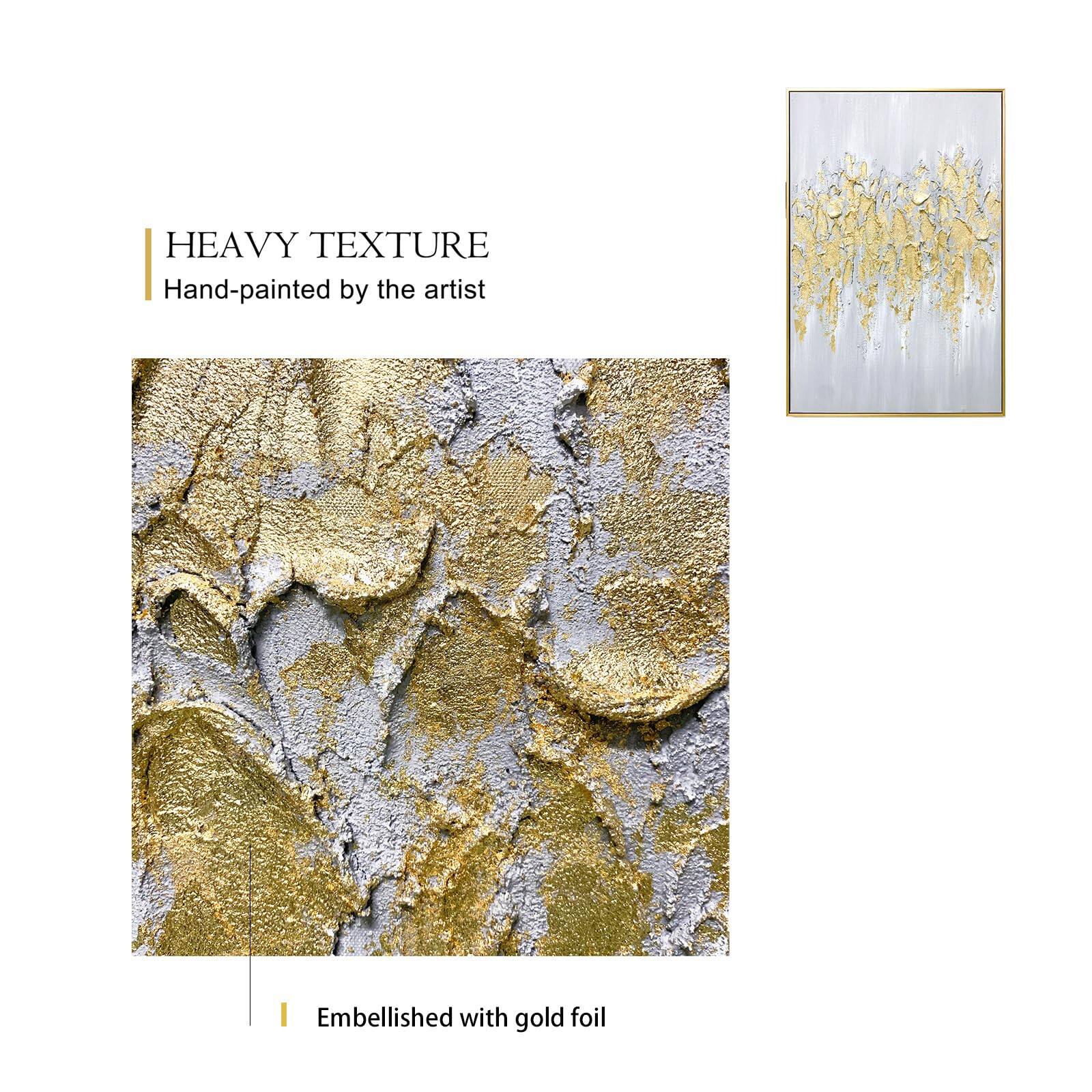 HEAVY TEXTURE  
Hand-painted by the artist  

Embellished with gold foil