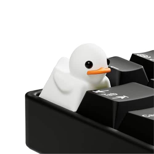 Cozy Serene - Duck Keycap - Abs Pvc Replacement For Mx Mechanical Keyboards Oem Profile Custom Esc Key Black Adorable Design - White