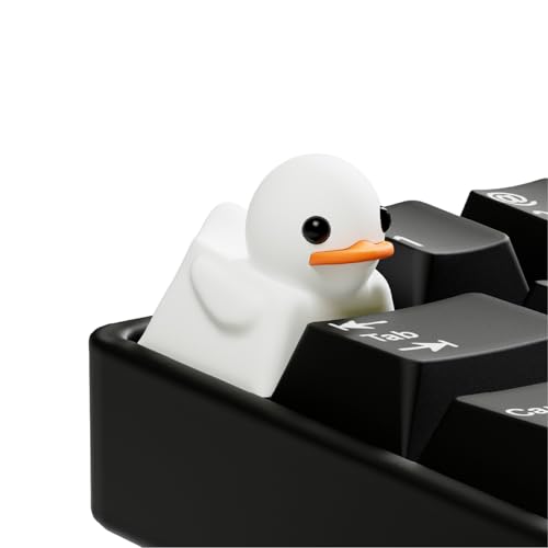 Cozy Serene - Duck Keycap - Abs Pvc Replacement For Mx Mechanical Keyboards Oem Profile Custom Esc Key Black Adorable Design - White