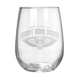 Great American Products - New Orleans Pelicans Etched 17oz. Rally Cry Stemless Wine Glass - Multicolor