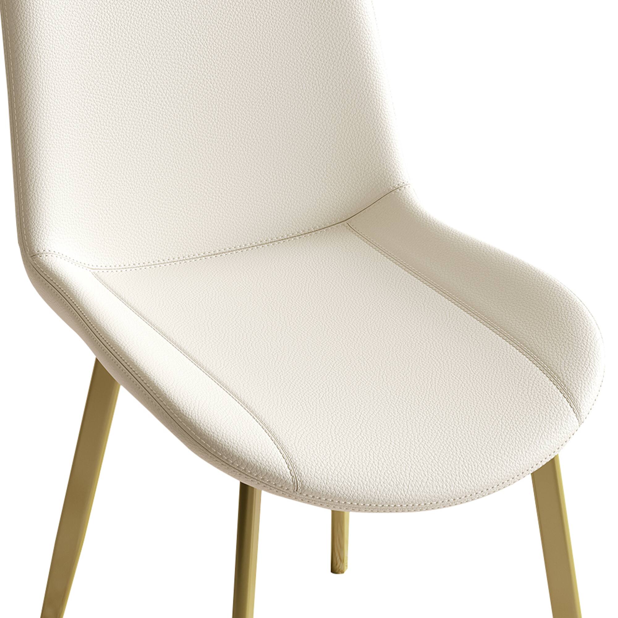 Left. GOODSILO - Modern Dining Chair with PU Leather Upholstery and Metal Frame for Kitchen and Dining Room, Set of 4 - White.