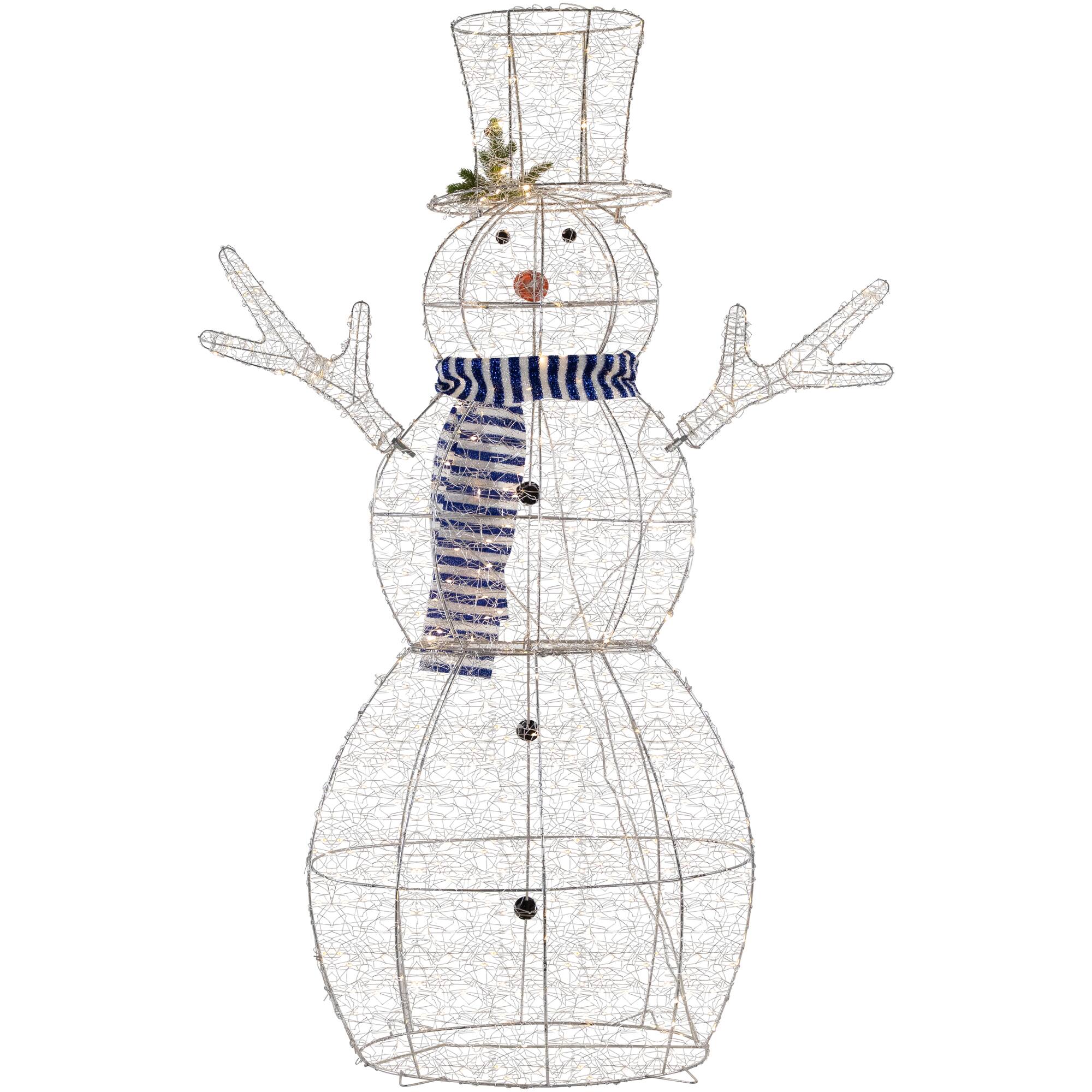 Alt View 7. Northlight - 48" LED Lighted Silver Mesh Snowman Outdoor Twinkling Christmas Decoration - Silver.
