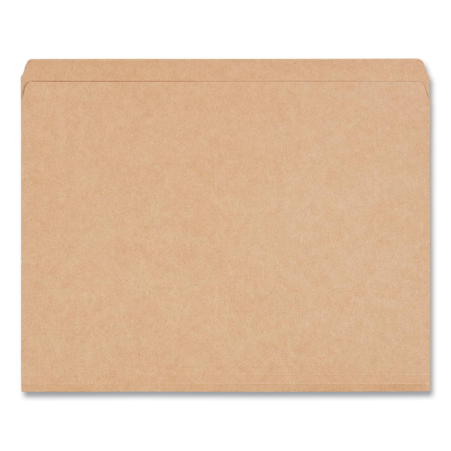 Left. Universal - Reinforced Kraft Top Tab File Folders, Straight Tabs, Letter Size, 0.75" Expansion, Brown, 100/Box.