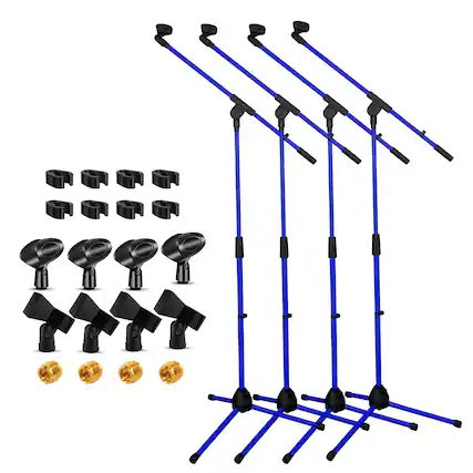 Front. 5 CORE - 5Core Tripod Mic Stand 4Pcs Adjustable Holder Floor Microphone Boom Arm-MS 080 D-BLU 4PCS - Dark Blue.