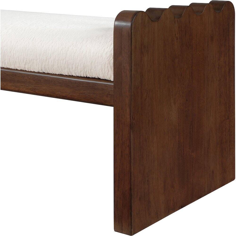 Alt View 4. Meridian Furniture - Sonia Cream Velour Fur Fabric Bench - Beige.