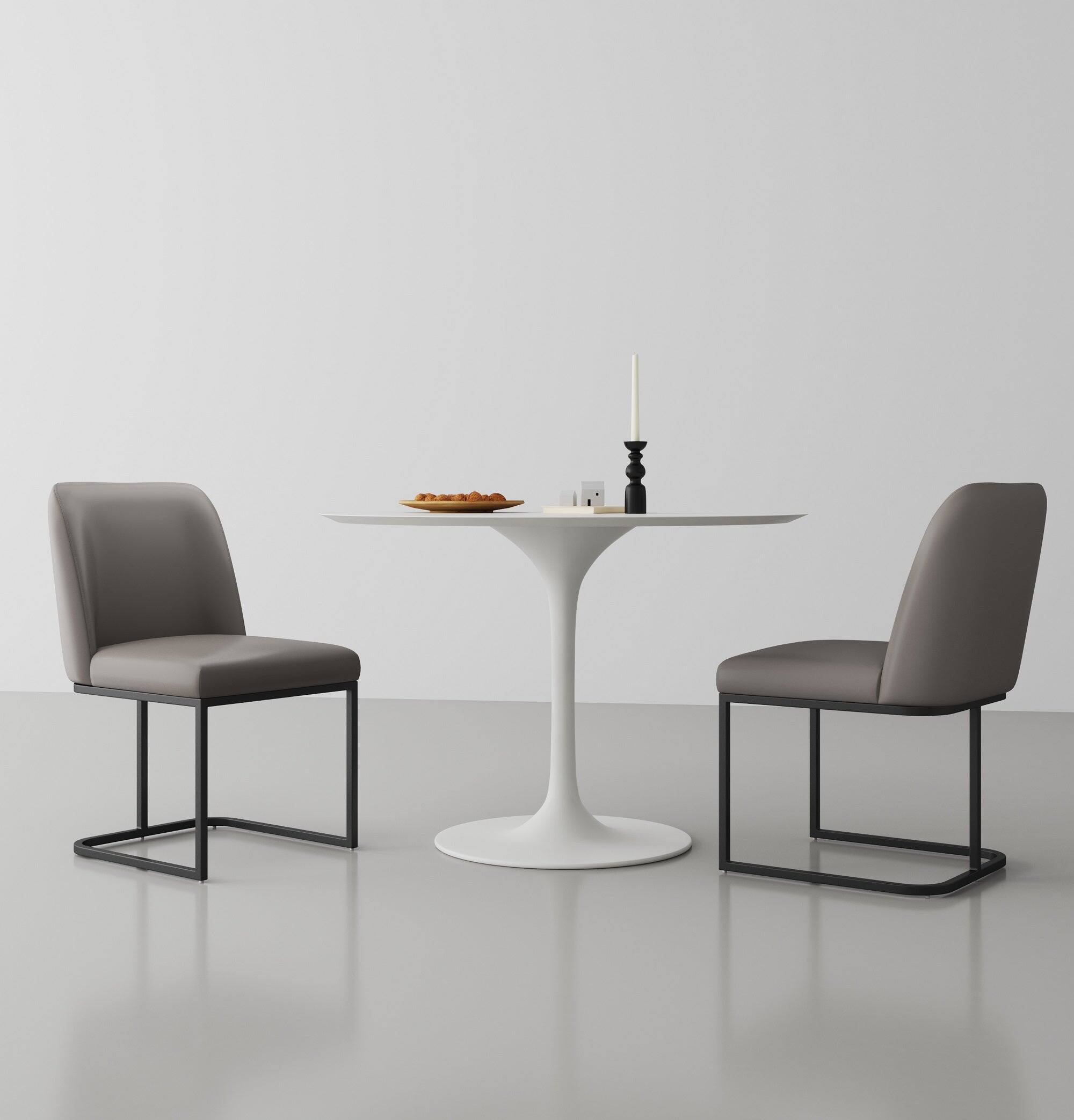 Angle. Manhattan Comfort - Serena Modern Metal Vegan Leather Dining Chair - Taupe.