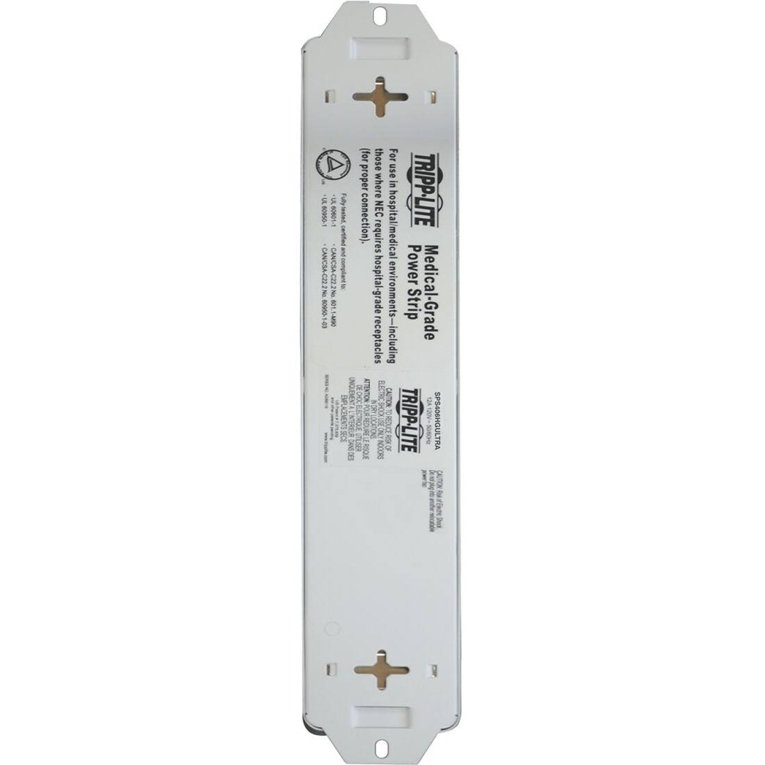 For use in hospital/medical environments, including those where NEC hospital-grade receptacles are required. This product requires CAN/CSA-C22.2 No. 68.1 and complies with hospital-grade power strip requirements. 

TRIPP-LITE Medical-Grade Power Strip

TRIPP-LITE SPS406HGULTRA

120V

500W

UL Listed

CAUTION: For proper use where NEC hospital-grade receptacles are required.