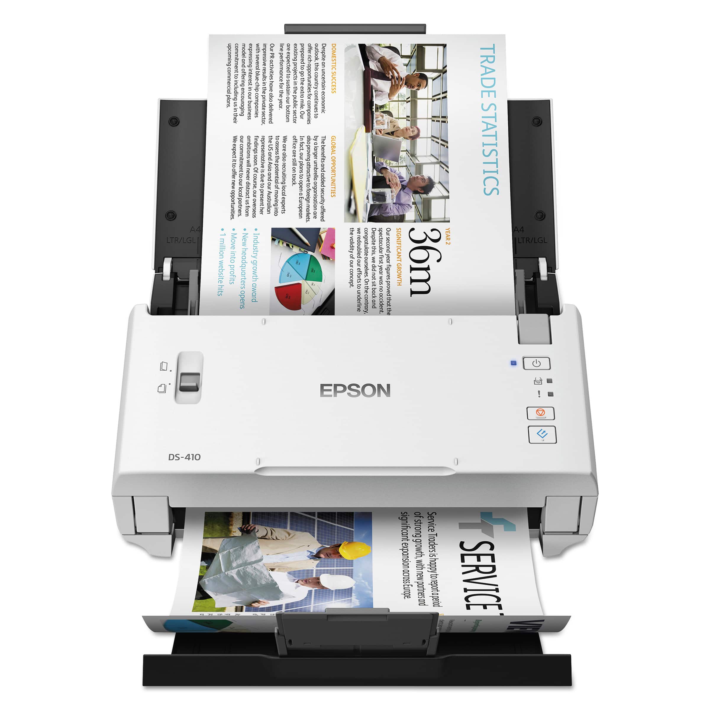 Epson - DS-410 Sheetfed Scanner - 600 dpi Optical - 48-bit 16-bit Grayscale - 26 ppm (Mono) - 26 ppm - Color