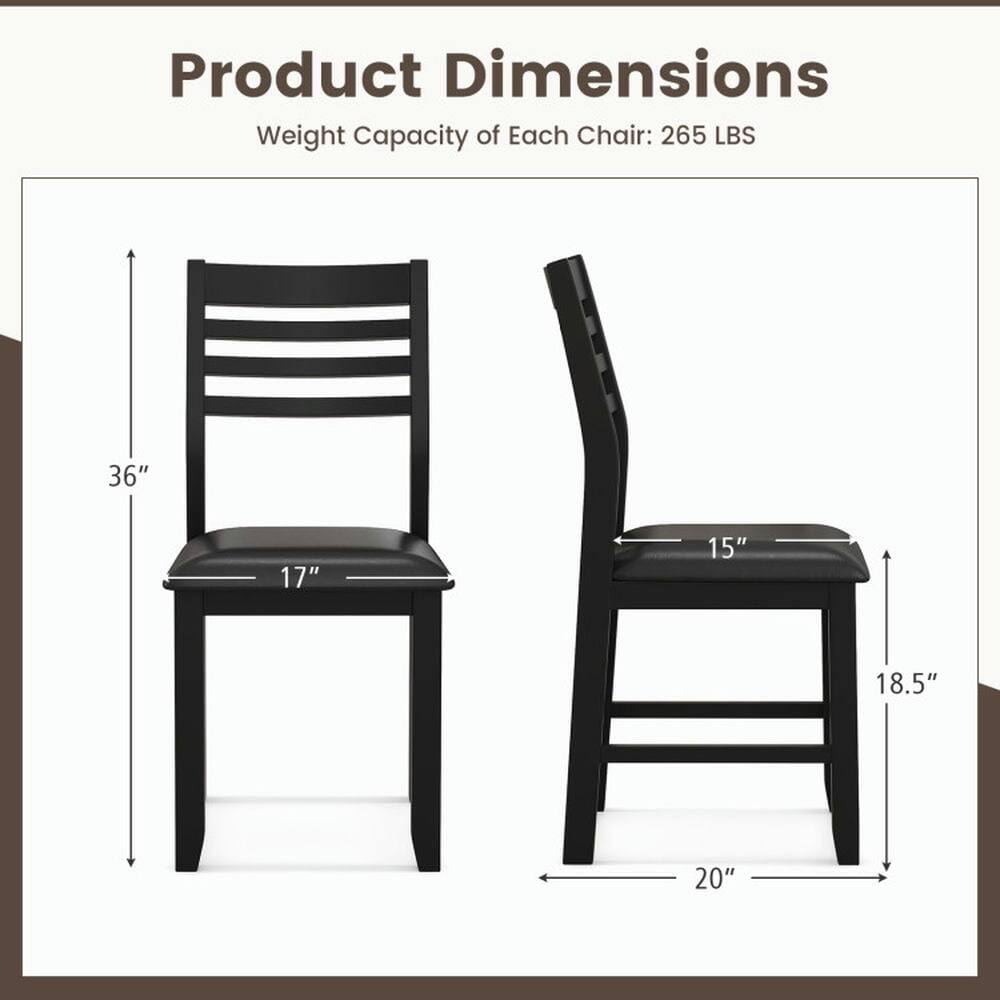 Product Dimensions  
Weight Capacity of Each Chair: 265 LBS  
36"  
17"  
15"  
18.5"  
20"