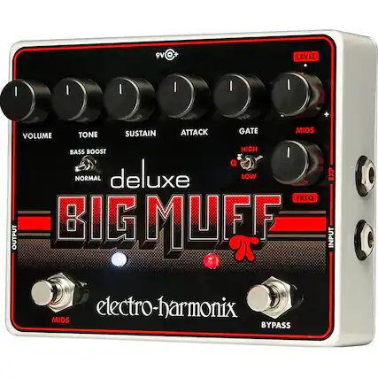 9V
LEVEL
VOLUME
TONE
SUSTAIN
ATTACK
GATE
MIDS
HIGH
LOW
FREQ
BASS BOOST
NORMAL
deluxe
BIG MUFF
electro-harmonix
BYPASS
MIDS
INPUT
OUTPUT