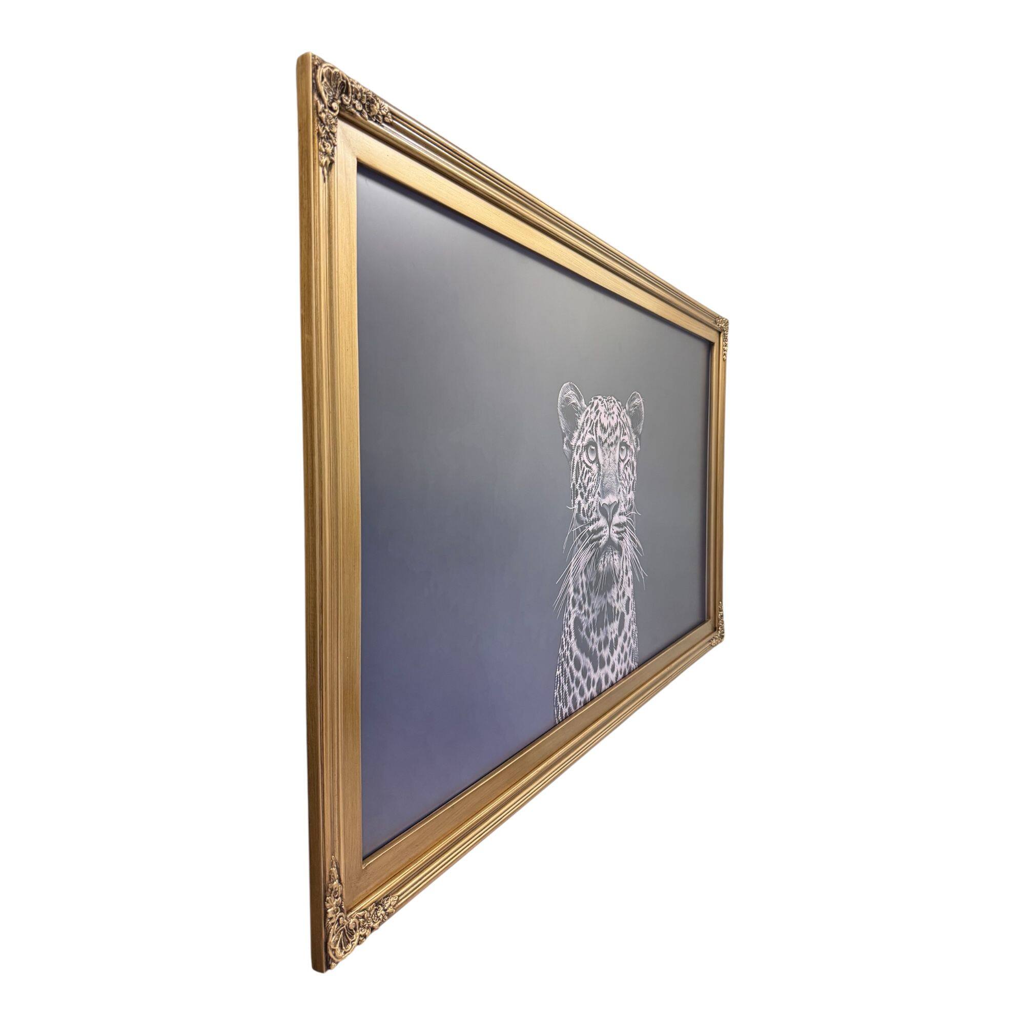Angle. LAREDO FRAME FACTORY - 55 inch Handmade Ornate Tv Frame For TCL A300W NXTVISION Tv - ANTIQUE GOLD.
