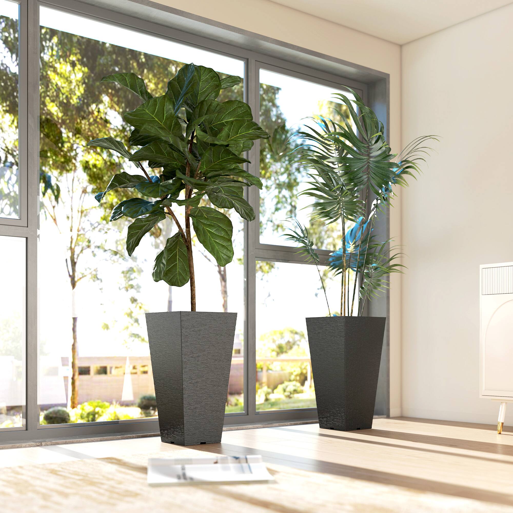 Alt View 8. Outsunny - 23 Inch Tall Planters for Outdoor Plants, Set of 2 Plastic Flower Pots.