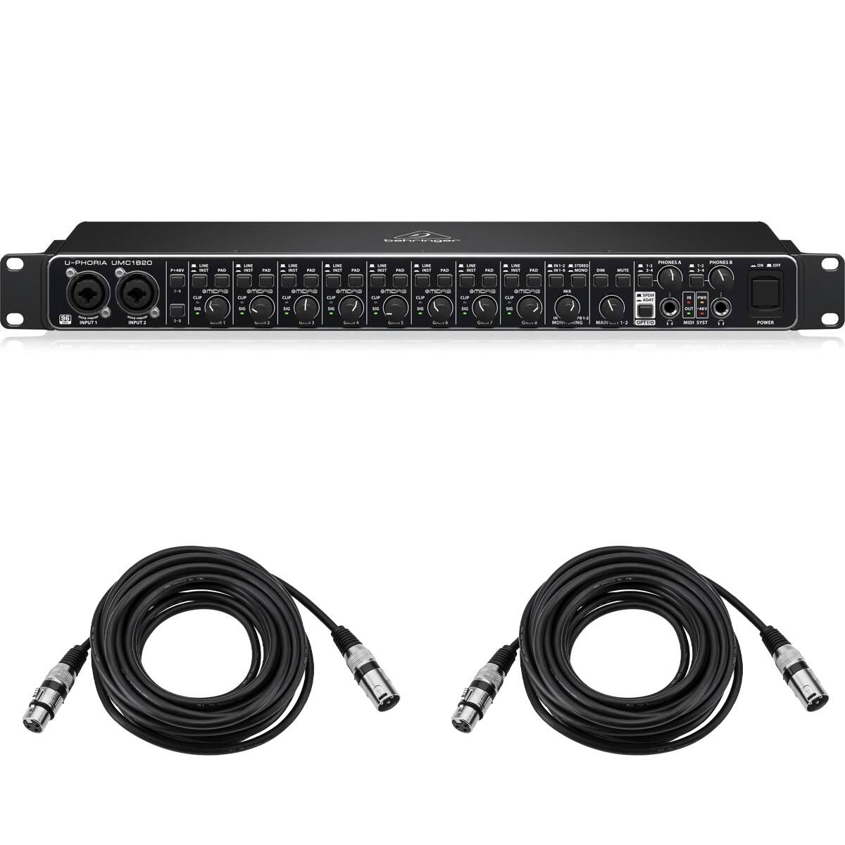 U-PHORIA UM18R

INPUT 1
INPUT 2

PAD
CLIP
GAIN

Monitor 1
Monitor 2
Monitor 3
Monitor 4
Monitor 5

PHONES L
PHONES R

MIX SYS
POWER

On/Off