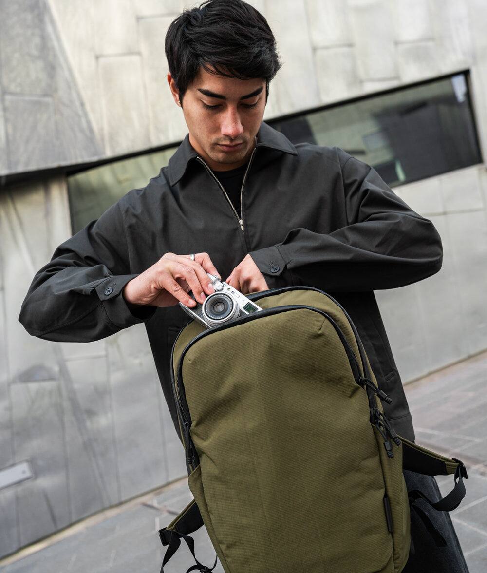 Alt View 9. ALPAKA - ALPAKA Bravo Backpack 23L Laptop Backpack with 16" Sleeve Water-Resistant Travel Commuter Backpack - Green Axoflux 400D.