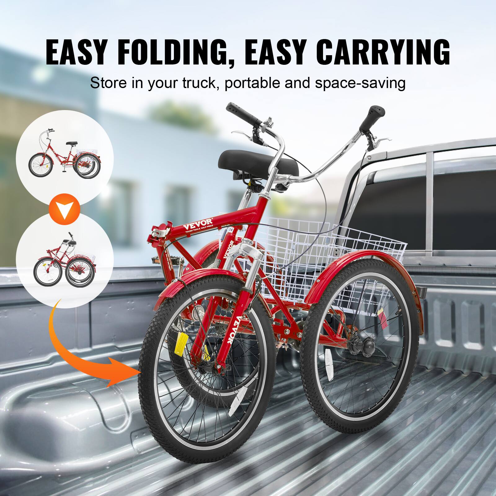 EASY FOLDING, EASY CARRYING
Store in your truck, portable and space-saving
VEVOR